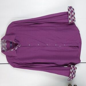 Stone Rose Mens Purple Flipped CUFF Button down Dress Shirt Sz.Small
